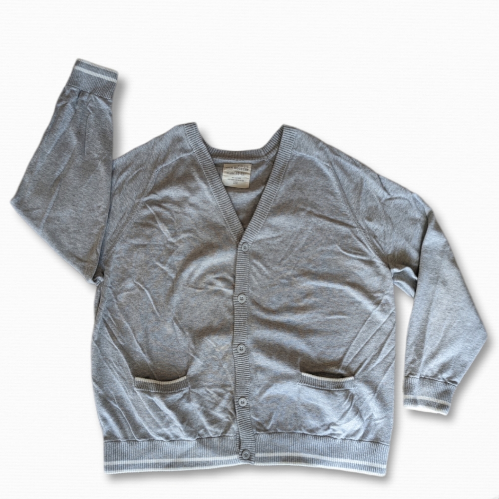 Five Four Nick Wooster gray knit button down cardigan sweater, size 2XL